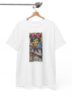 Gildan White Short Sleeve Tee with Colorful Street-Art Snow White Graphic